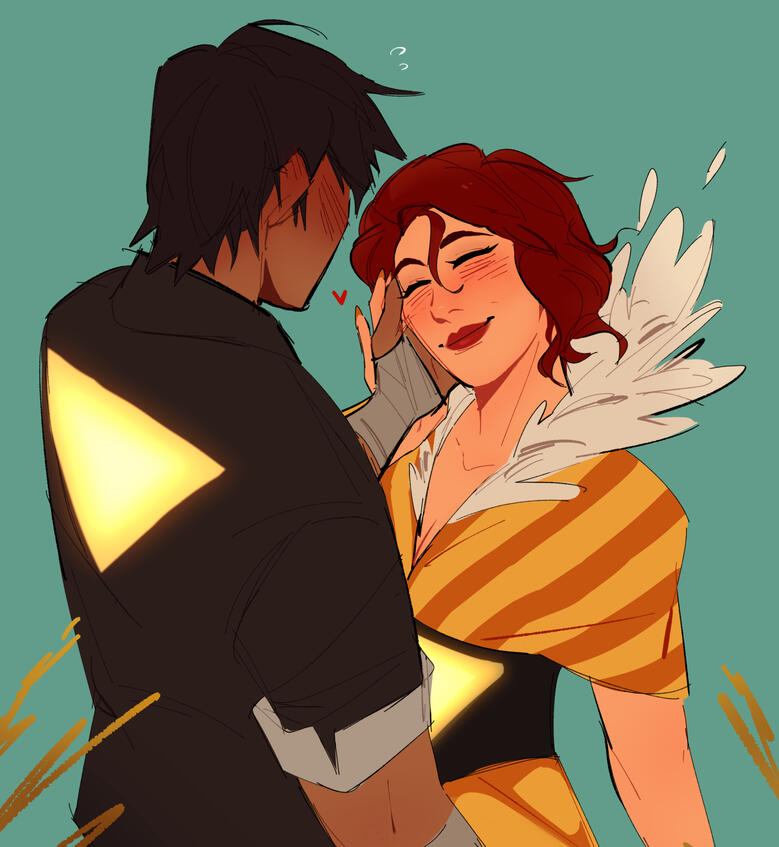 Untitled Illustration of two characters from the video game Transistor.